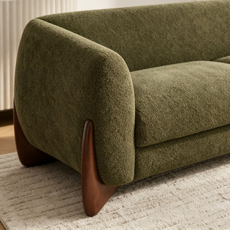 Canapé Boucle Sherpa pour le salon, Vert olive