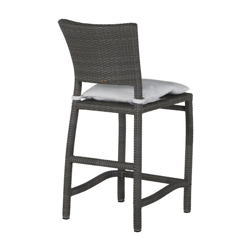 Skye 30" Patio Bar Stool with Cushion, Oyster, Dove Sunbrella® Linen, Welt