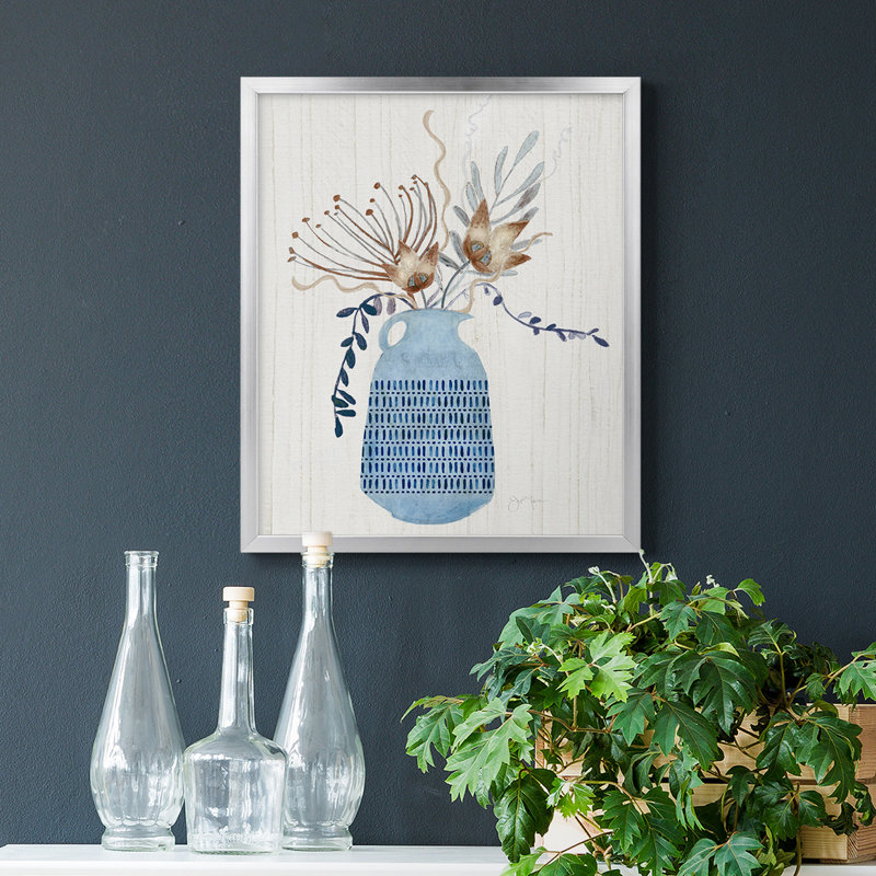 Boho Arrangement I, toile encadrée de qualité supérieure - prête à être accrochée, Argent, H 24 po x l 20 po