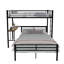 Lit mezzanine en métal avec bureau intégré, cadre de lit superposé en L double au-dessus de simple, noir