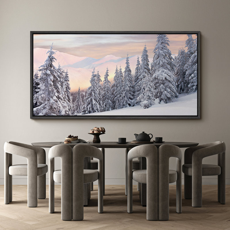 Hiver, neige, couvert, pin, forêt, paysage, très grand, impression sur toile encadrée, H 30 po x l 60 po