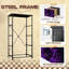 Commode pour chambre à coucher avec 4 tiroirs de rangement Élégante commode damassée mauve noire Organisateurs de placard en tissu avec cadre en acier pour chambre d'enfant