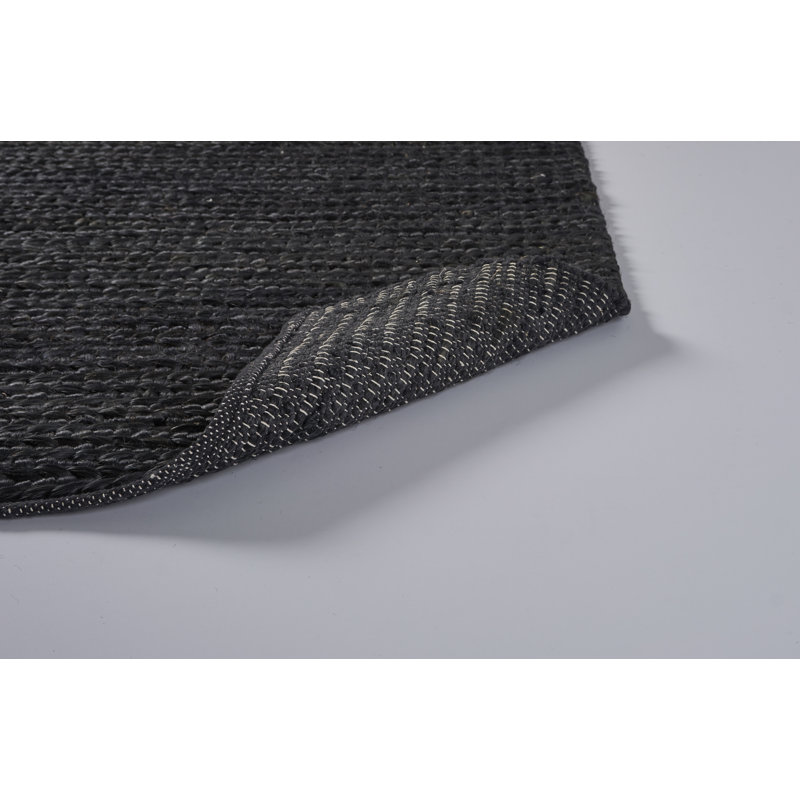 Tapis gris anthracite en jute tressé à la main Valerieann, Rectangle 4 pi x 6 pi