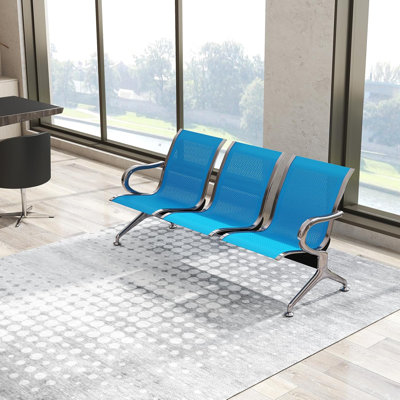3-Seat Waiting Room Chairs - Waiting Room Chairs with Arms Airport Reception Chairs Reception Bench, Lobby Bench Seating for Office, Business, Bank, Hospital, Blue
