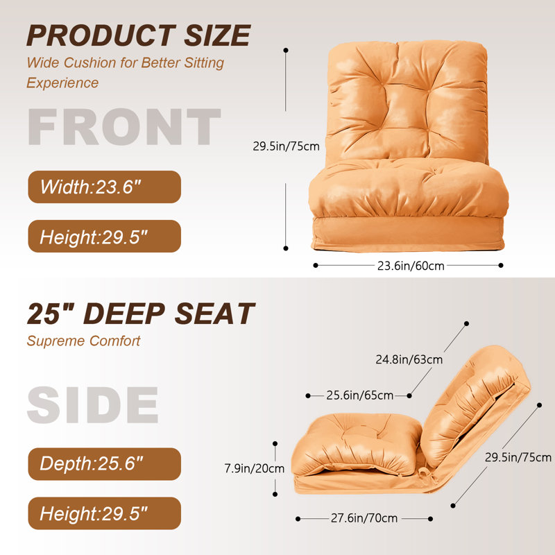 Floor Chair With Adjustable Back Support, Folding Gaming Sofa Chair, 6 Adjustable Positions, Lazy Sofa Lounge For Playing Reading Meditating Room Recliner For Adults, Kids, Single Sofa