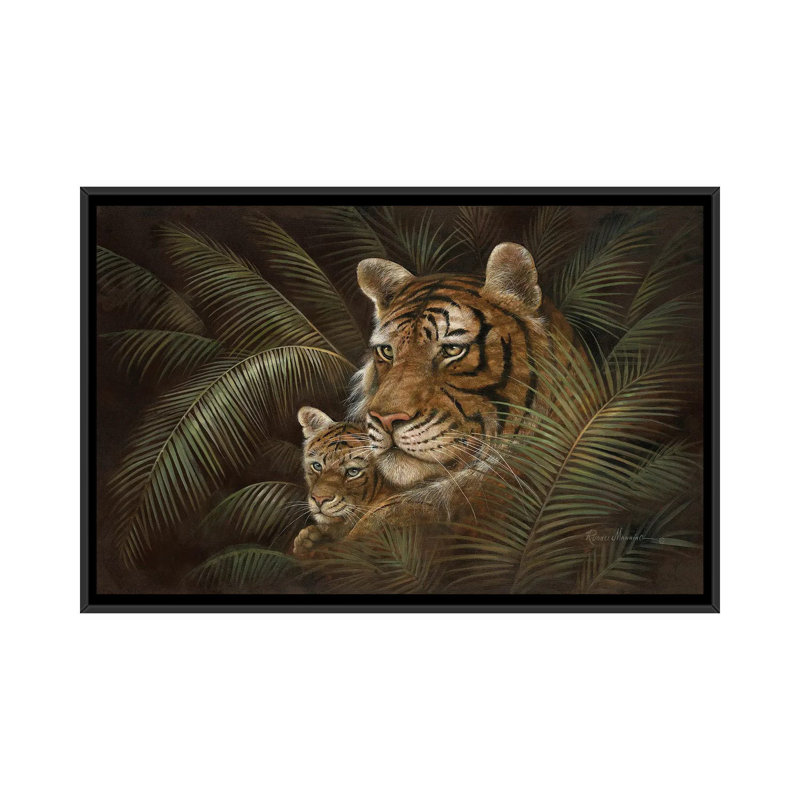 «Endangered Love» par Ruane Manning - reproduction d'art, H 26 po x l 40 po x P 1,5 po, Toile avec cadre noir, Aucun mat