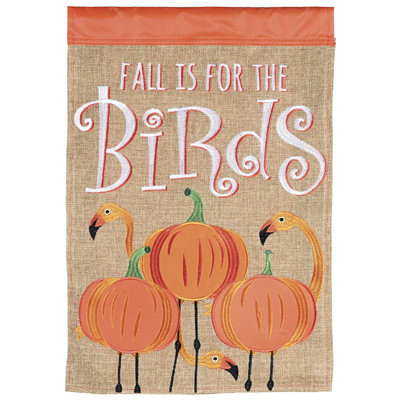 Garden Flag Burlap Pumpkin Flamingos