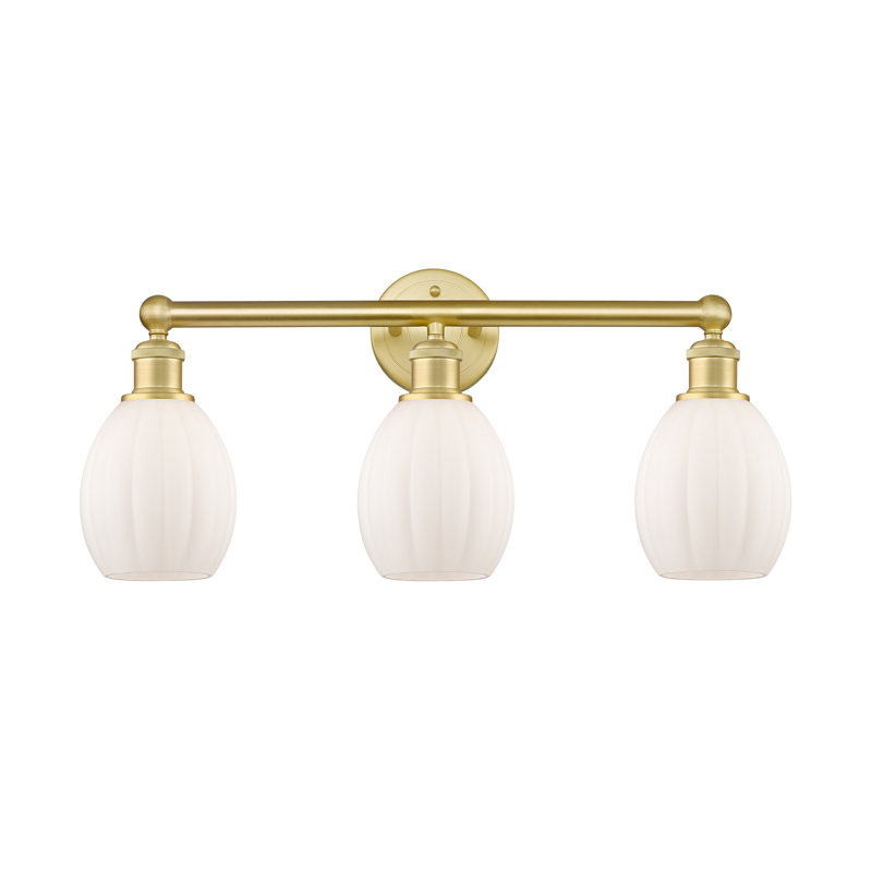 Bolduc 23.5" W Dimmable Metal 3-Light Vanity Light, Matte White, Satin Gold