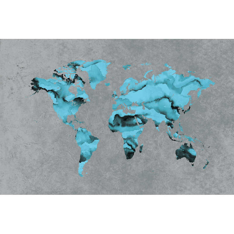 Pattern Map Grey 3 - Wrapped Canvas Print, 81cm H x 122cm W x 3.8cm D