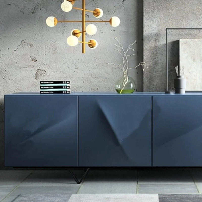 Blue simple lacquered side cabinet