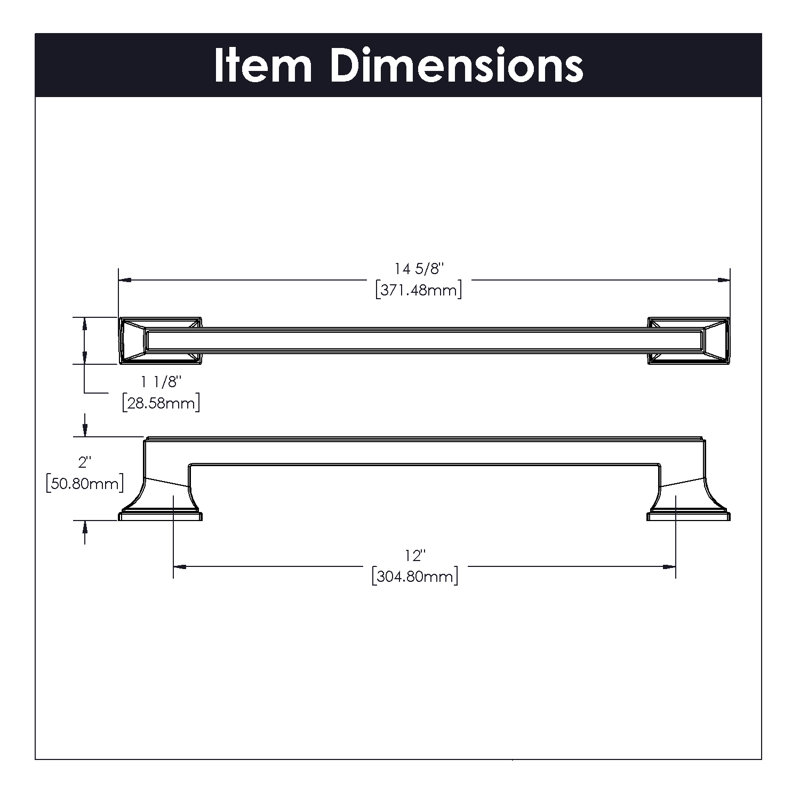 Brownstone Collection Appliance Pull - 12" Center to Center Cabinet Pull Satin Nickel - Transitional Hardware for Drawers & Cabinets