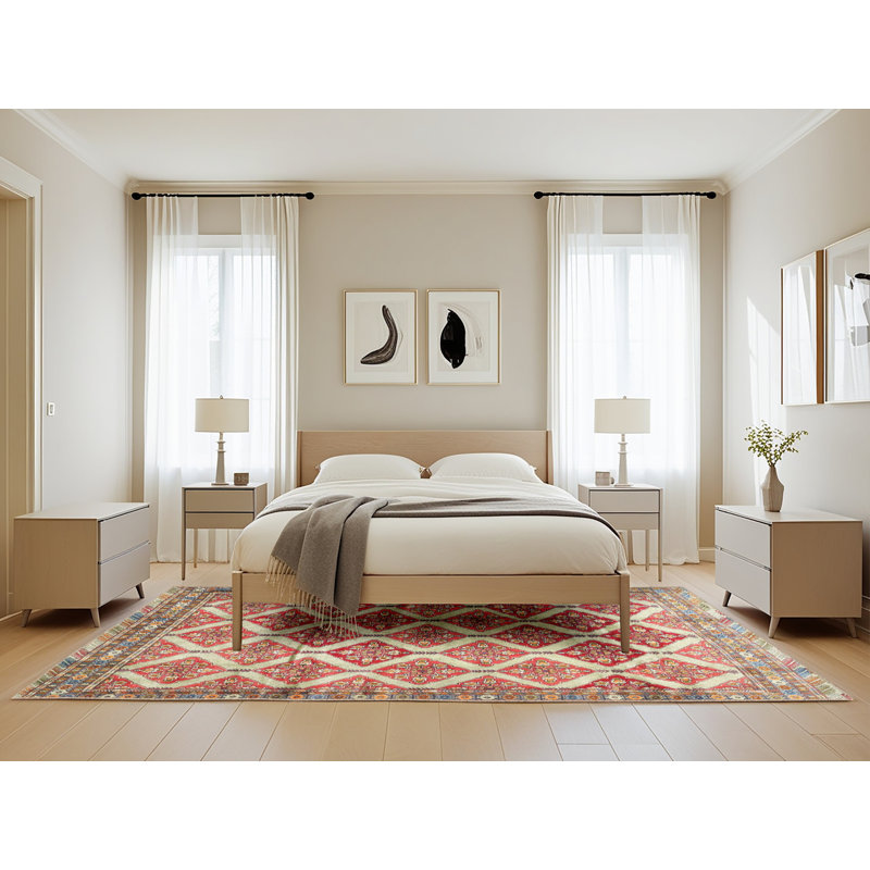 Tapis traditionnel rouge / noir Penarth, Rectangle 5 pi x 8 pi