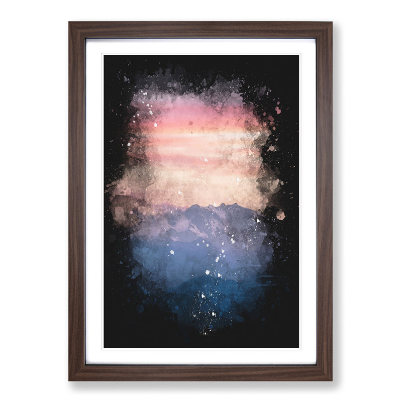 Swiss Mountain - Picture Frame Painting Print, 45cm H x 33cm W x 2cm D, Walnut Framed
