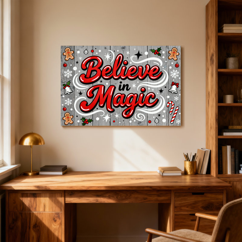 Christmas Believe In Magic Christmas Pattern Print