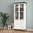 Cabinets, Tall Modern Off-White MDF Storage Cabinet with Glass Doors &amp; Adjustable Shelves for Kitchen/Living Room | Modern | Off-White
