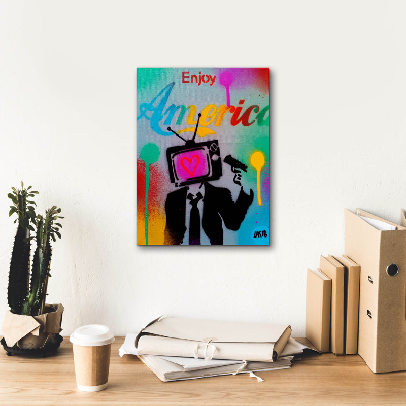 «Enjoy America» par Abstract Graffiti, H 16 po x l 12 po x P 0,75 po