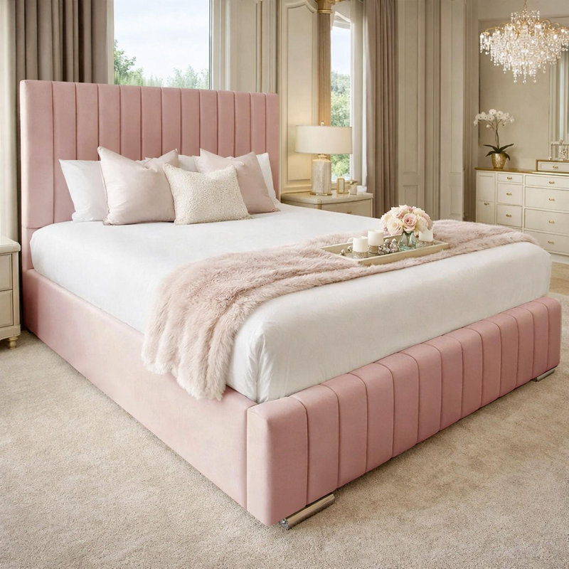 Upholstered Bed, Kingsize (5'), Pink
