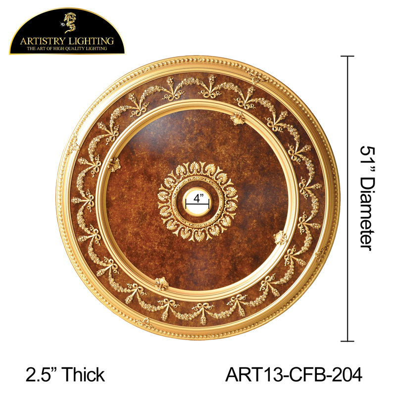 Motif de marbre rond brun doré 51 po Medallion