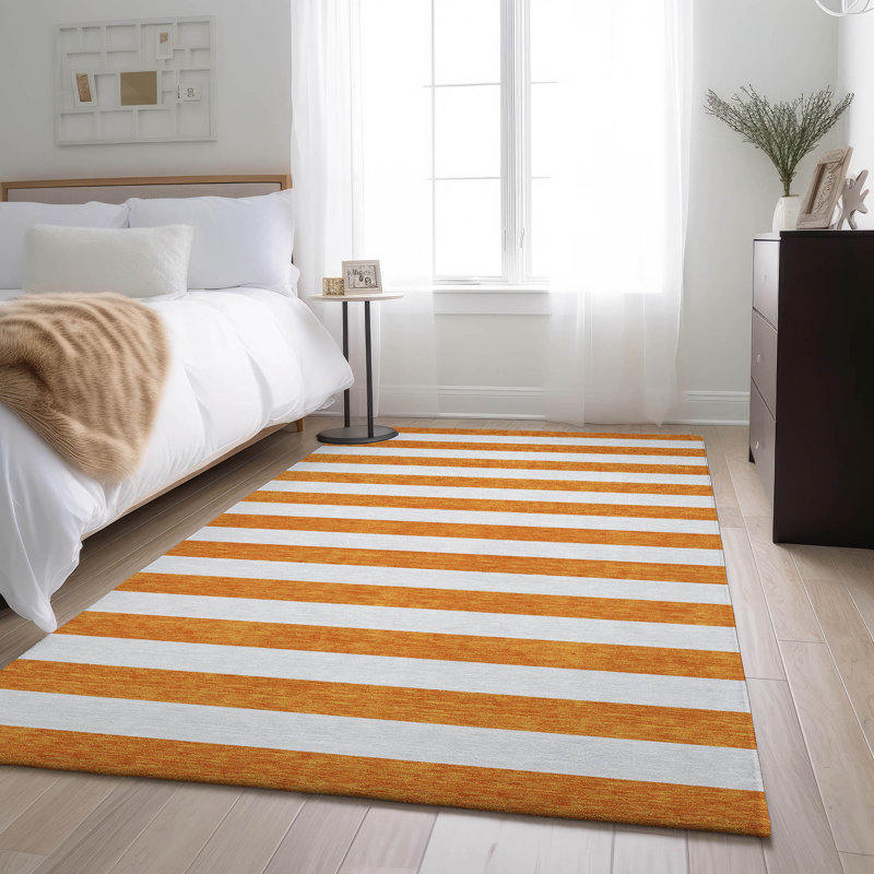 Tapis orange Cerrito AMF528 lavable à la machine de qualité supérieure, Rectangle 10 pi x 14 pi
