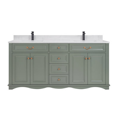72" Solid Wood Sink Vanity  With 1' Artificial Stone Top