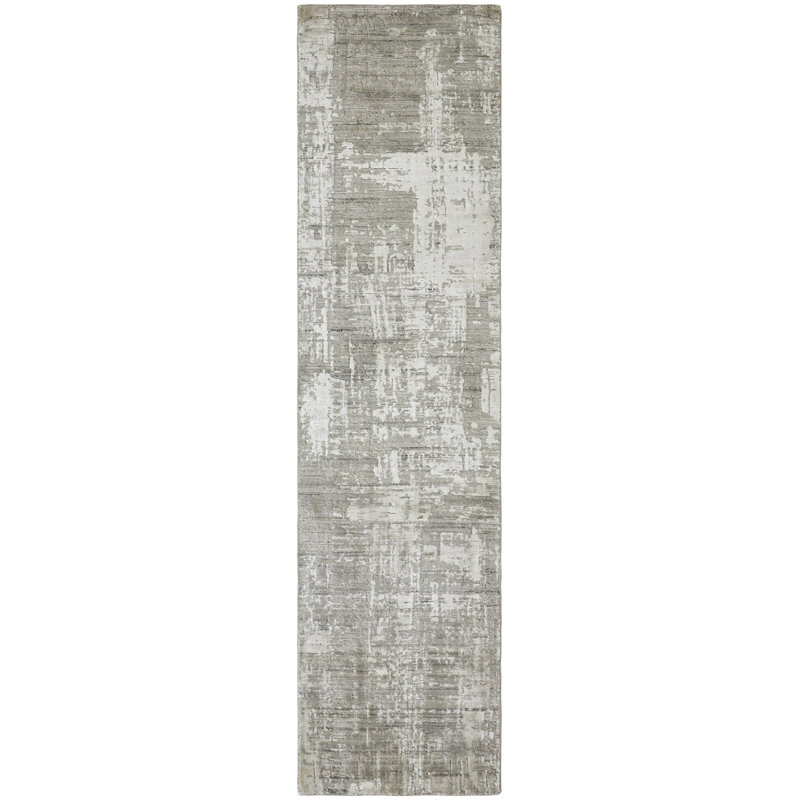 Tapis taupe tissé à la main Kaiser, Tapis de couloir 2 pi 6 po x 10 pi