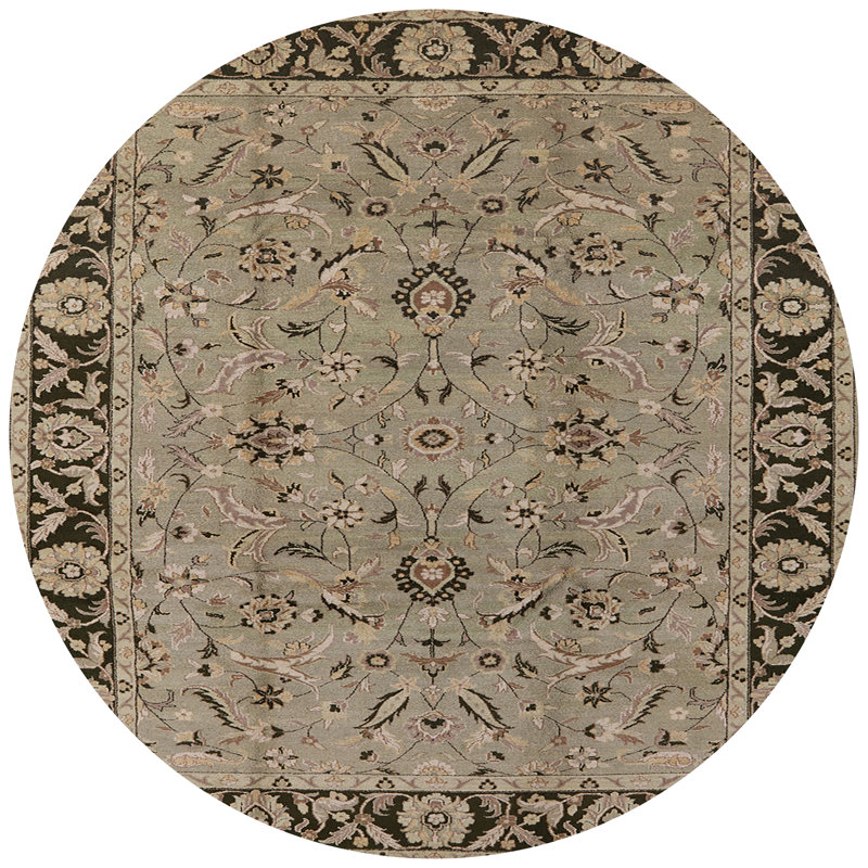 Tapis oriental vert / beige Lippi, Rond 7 pi