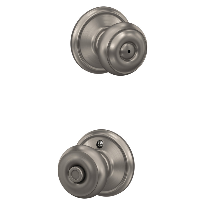 Georgian Privacy Knob Bed and Bath Lock, Distressed Nickel