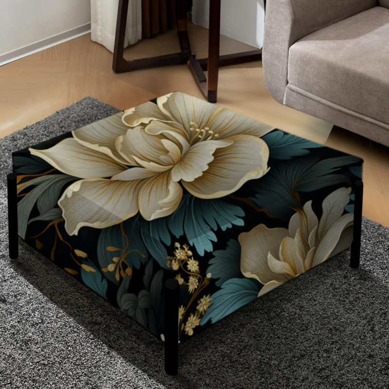 Botanical Green Damask Harmony - Grand repose-pieds carré damassé