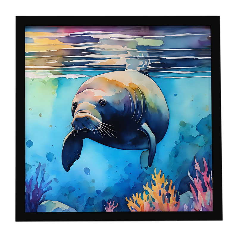Manatee Framed Metal Print