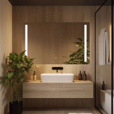 Miroir de salle de bain en verre trempé avec éclairage à DEL sans cadre, à intensité variable et à température variable de 3 couleurs, avec homologation UL Rohs ETL et garantie de 3 ans