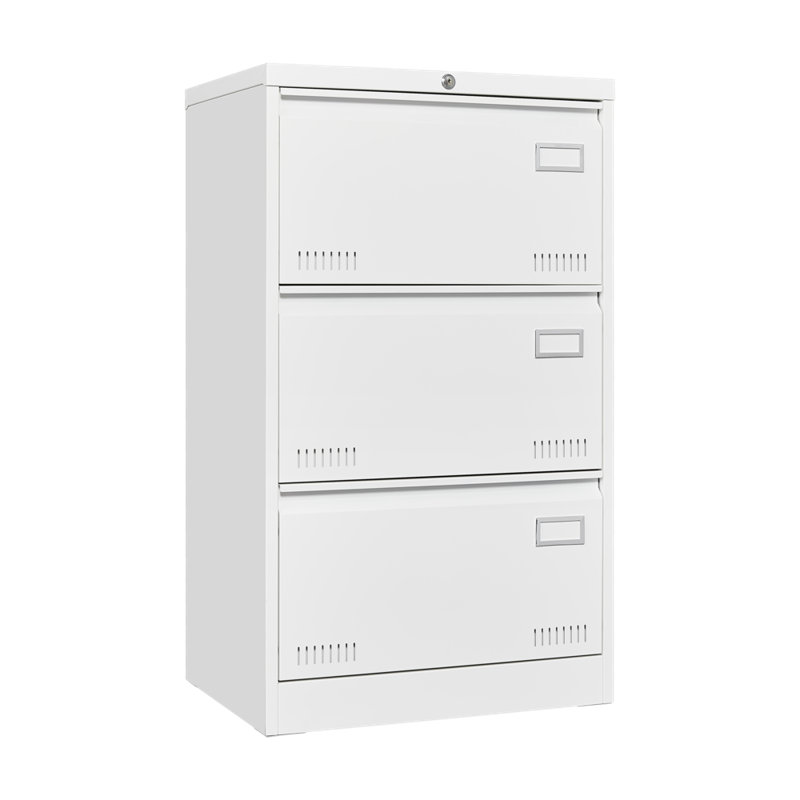 Mirri Locking Metal File Cabinets with Three Drawer, White