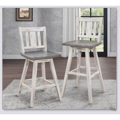 Counter Height Swivel Chairs Set of 2, Durable Rubberwood with 360-Degree Rotation for Comfort and Style