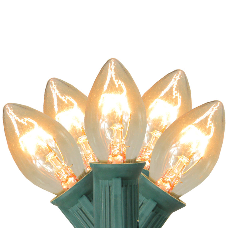 Ensemble de lumières de Noël C7, fil vert, 24 pi, Transparent clair