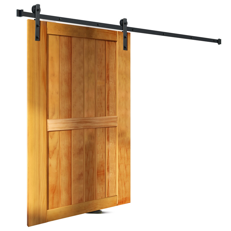 10FT Black Carbon Steel Sliding Barn Door Hardware Kit