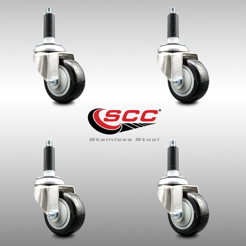 Swivel Stem Caster, Black, 3" H x 3" W