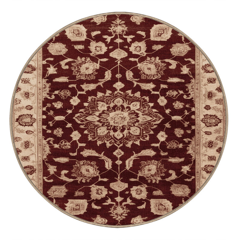 Machine Washable Overdyed Brown Area Rug, Round 3'