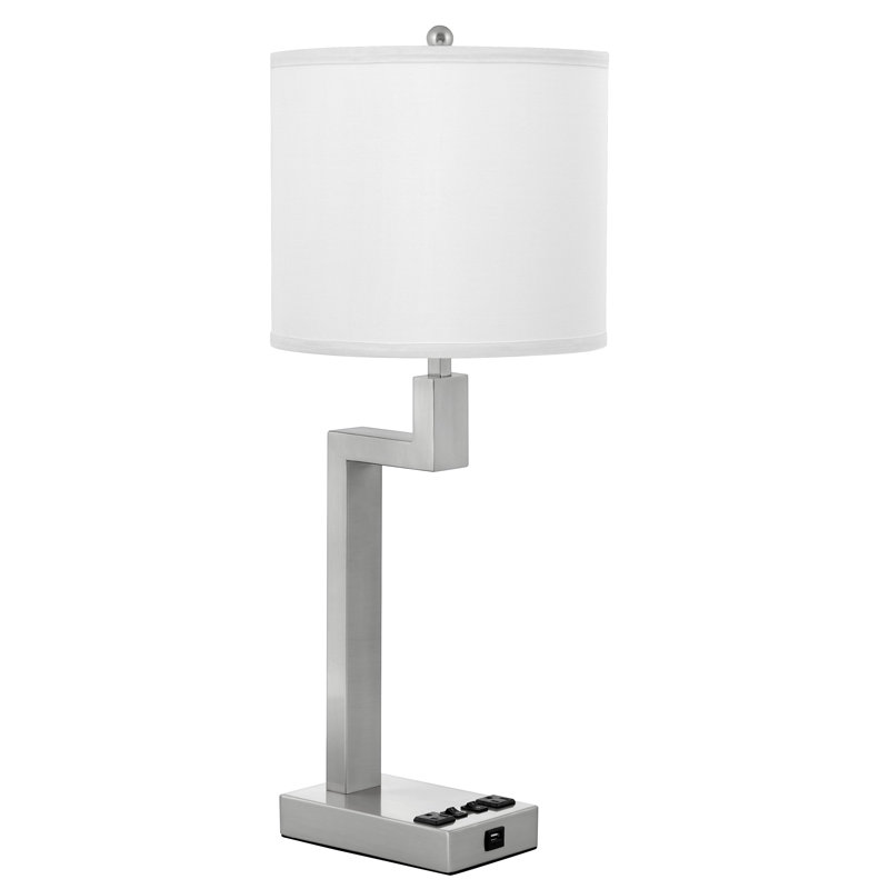 Lampe de table 26 "en argent avec prise USB et prise vraiment Yours