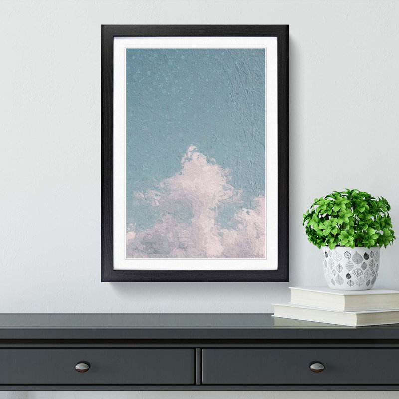 White Clouds Reaching Upwards - Framed Print, 48cm H x 36cm W x 2cm D, Black Framed