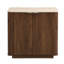 Walnut/Natural Fluted Sideboard 80cm with Travertine-Style Top & Metal Handles-2038391657