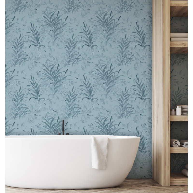 33' L x 20.5" W Wallpaper Roll, Blue