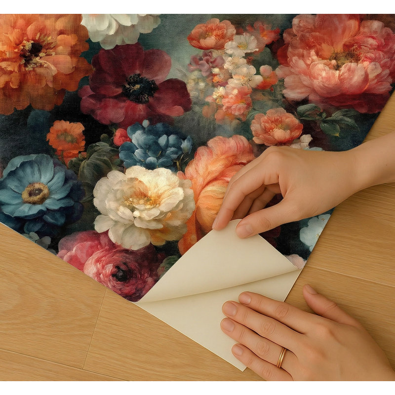 Papier peint adhésif floral Moody, Multicolore - tons de bijoux