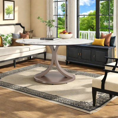 Table de salle à manger en pierre frittée durable, conception moderne pour la cuisine à domicile