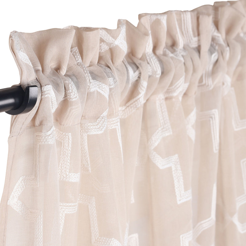 Steinbeck Semi Sheer Curtain Pair, 52" W x 63" L, Beige