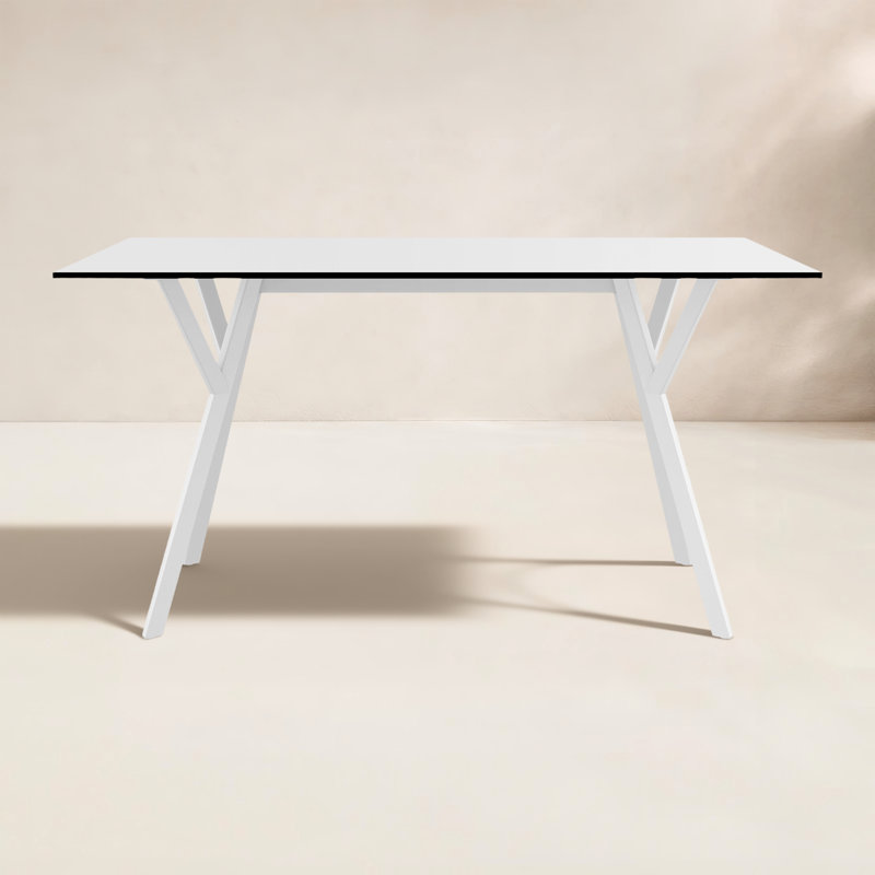 Pontus Rectangular Outdoor Dining Table ,, White, 31.5'' W x 55'' L x 29.5'' H