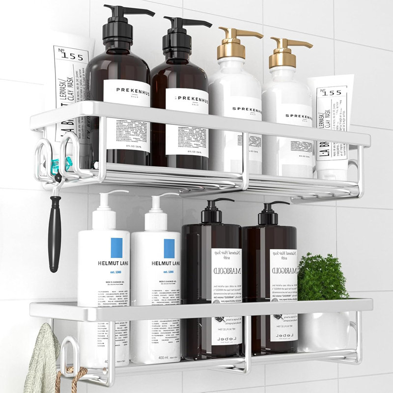 Wall Mounted Required Shower Caddy, Silver