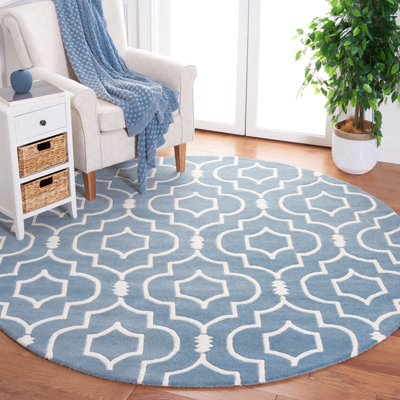 Carolene Hand Tufted Wool Geometric Rug, Round 7'