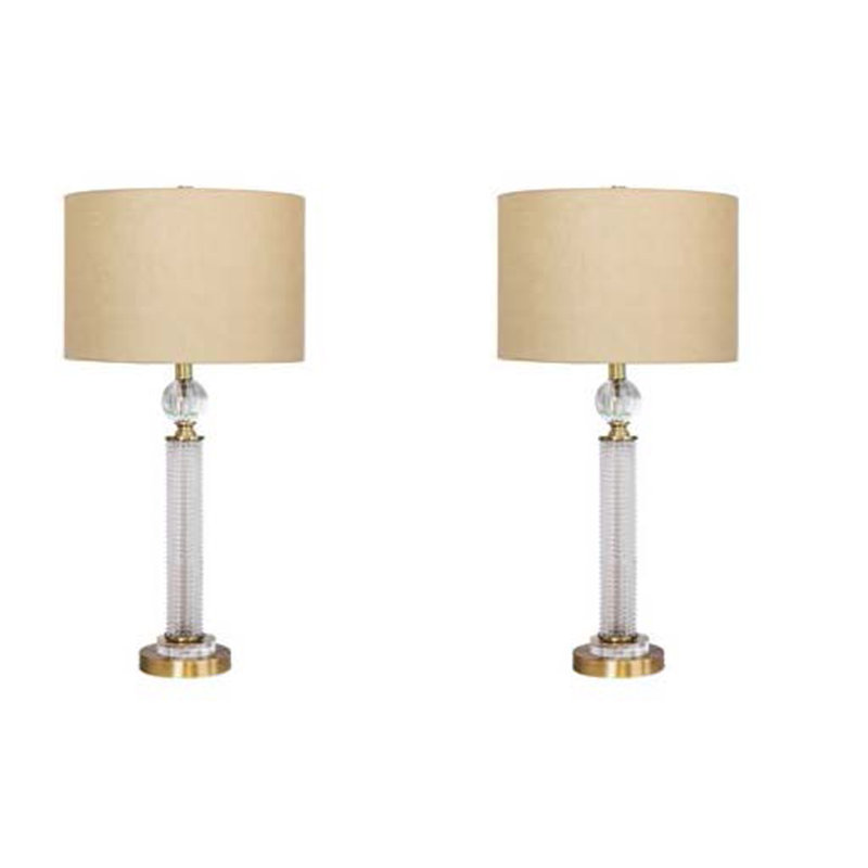 Rockmart Crystal Table Lamp, Beige, Antique Brass