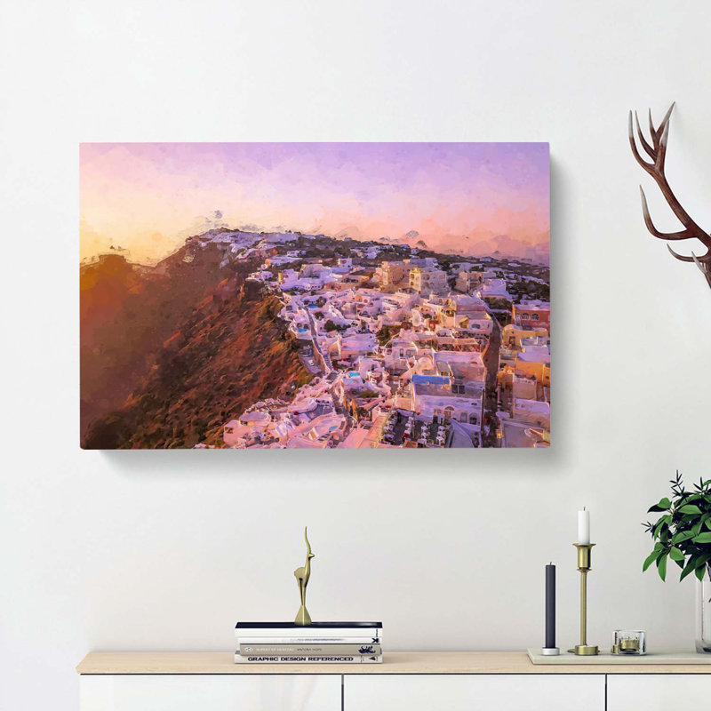 View Of Santorini In Greece In Abstract - Wrapped Canvas Print, 35cm H x 50cm W x 3cm D