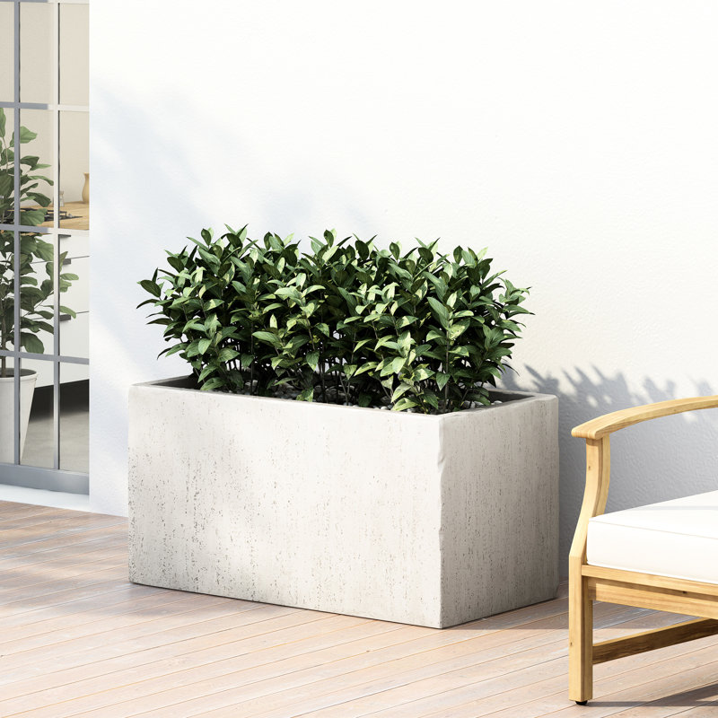 Boîte à fleurs blanche en oxyde de magnésium - l 30,67 po x P 15,88 po x H 16 po en béton léger