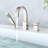 Waterfall Bathtub Filler With In Brushed Nickel, Deck Mounted 3 Roman Tub Faucet, Hand Shower & 59" Hose, Resilient Ceramic Cartridge Faucet , Nickel Mount Filler, Robust-121629478